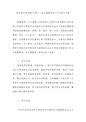 党支部开展2023年第一二批主题教育学习计划学习方案.docx