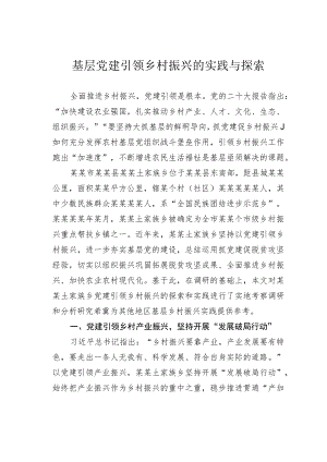 基层党建引领乡村振兴的实践与探索.docx