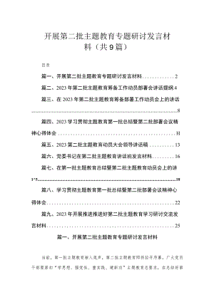 开展第二批主题教育专题研讨发言材料（共9篇）.docx