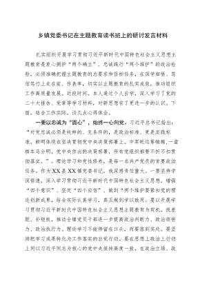 乡镇街道党委书记在主题教育读书班上的研讨发言材料.docx