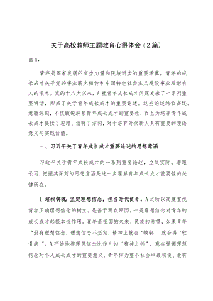 关于高校教师主题教育心得体会（2篇）.docx