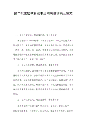 第二批主题教育读书班结班讲话稿三篇文稿.docx