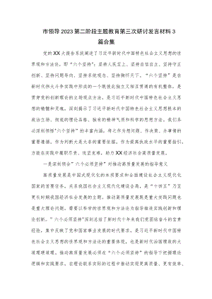 市领导2023第二阶段主题教育第三次研讨发言材料3篇合集.docx