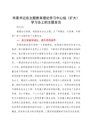 市委书记在主题教育理论学习中心组（扩大）学习会上的主题发言.docx