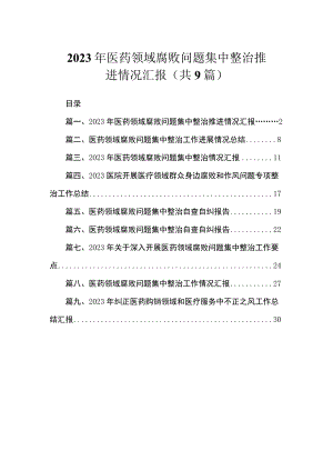 2023年医药领域腐败问题集中整治推进情况汇报（共9篇）.docx