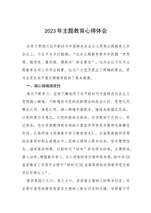 教师学习贯彻2023年主题教育心得体会(十五篇).docx