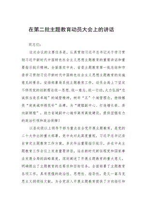 在第二批主题教育动员大会上的讲话.docx