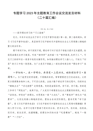 专题学习2023年主题教育工作会议交流发言材料（二十篇汇编）.docx