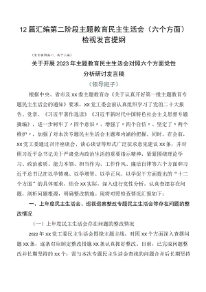 12篇汇编第二阶段主题教育民主生活会（六个方面）检视发言提纲.docx