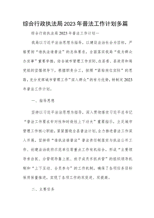 综合行政执法局2023年普法工作计划多篇.docx