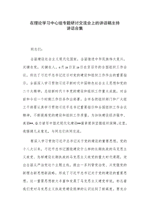 在理论学习中心组专题研讨交流会上的讲话稿主持讲话合集.docx