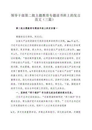 领导干部第二批主题教育专题读书班上的发言范文（三篇）.docx