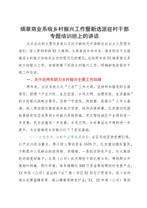 烟草商业系统乡村振兴工作暨新选派驻村干部专题培训班上的讲话.docx