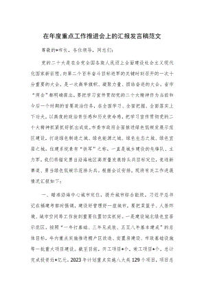 在年度重点工作推进会上的汇报发言稿范文.docx