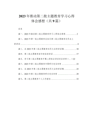 2023年推动第二批主题教育学习心得体会感想（共9篇）.docx