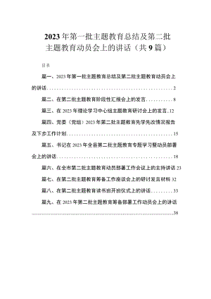 2023年第一批主题教育总结及第二批主题教育动员会上的讲话（共9篇）.docx