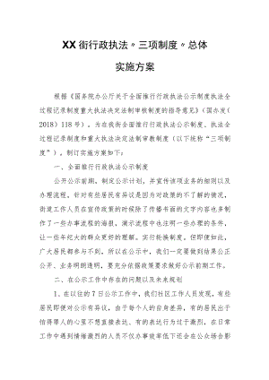 XX街行政执法“三项制度”总体实施方案.docx