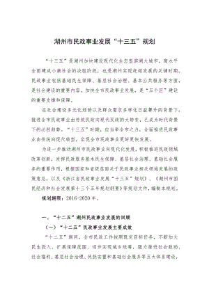 湖州市民政事业发展“十三五”规划.docx