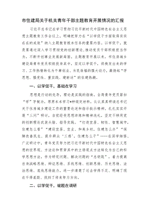 “学思想、强党性、重实践、建新功”2023年市住建局关于机关青年干部主题教育开展情况的汇报.docx