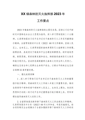 XX镇森林防灭火指挥部2023年工作要点.docx