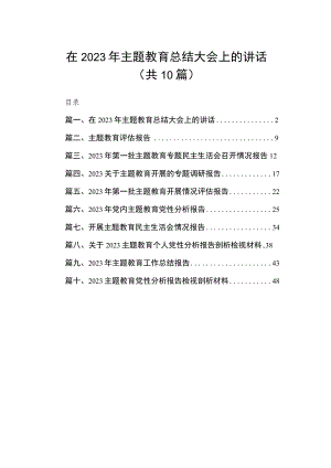 在2023年主题教育总结大会上的讲话（共10篇）.docx