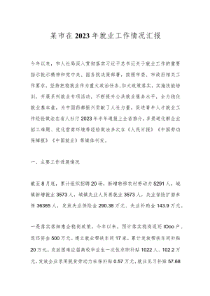 某市在2023年就业工作情况汇报.docx