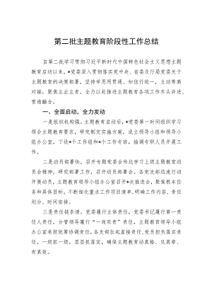 第二批主题教育阶段性工作总结.docx