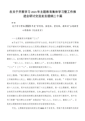 在关于开展学习2023年主题教育集体学习暨工作推进会研讨交流发言提纲二十篇.docx