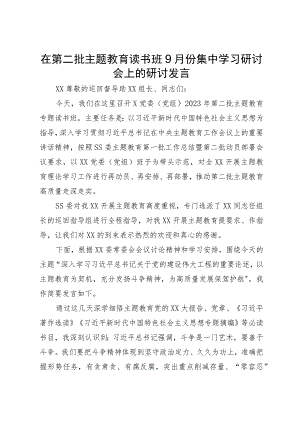 在第二批主题教育读书班9月份集中学习研讨会上的研讨发言.docx