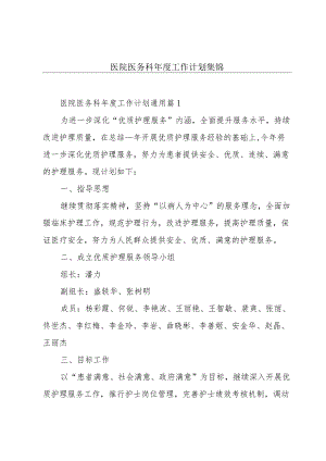 医院医务科年度工作计划集锦.docx