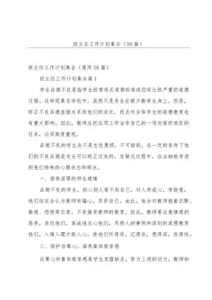 班主任工作计划集合（16篇）.docx