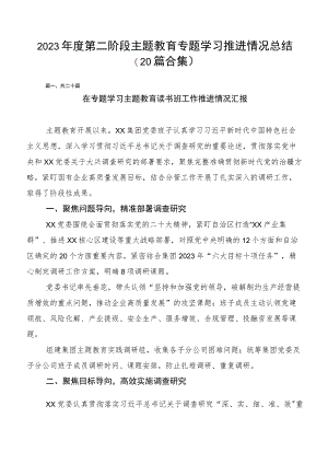 2023年度第二阶段主题教育专题学习推进情况总结（20篇合集）.docx