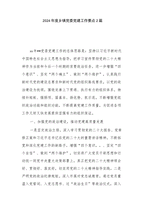 2024年度乡镇党委党建工作要点2篇.docx