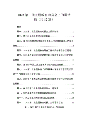 2023第二批主题教育动员会上的讲话稿（共12篇）.docx