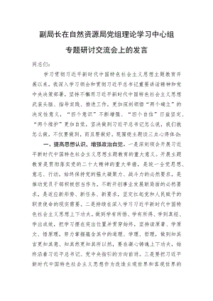 副局长在自然资源局党组理论学习中心组专题研讨交流会上的发言.docx