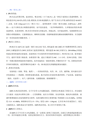 注塑常用原料的性能及加工工艺特点.docx