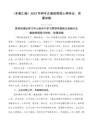 （多篇汇编）2023年树牢正确政绩观心得体会、党课讲稿.docx