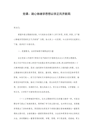 党课：凝心铸魂学思想 以学正风开新局.docx