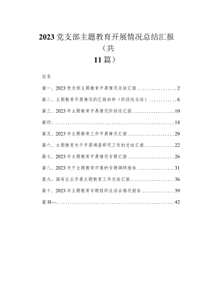 2023党支部主题教育开展情况总结汇报（共11篇）.docx