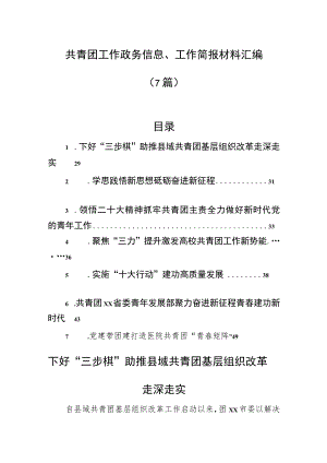 共青团工作政务信息、工作简报材料汇编（7篇）.docx