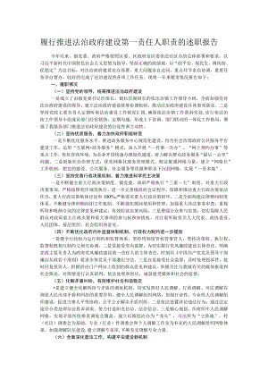 履行推进法治政府建设第一责任人职责的述职报告.docx