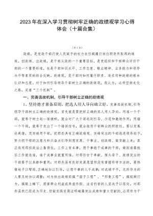 2023年在深入学习贯彻树牢正确的政绩观学习心得体会（十篇合集）.docx