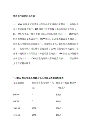 常用电气表格汇总全套.docx