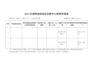 2023年湖南省制造业创新中心推荐申报表.docx