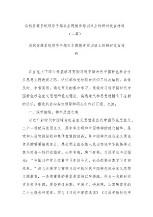 自然资源系统领导干部在主题教育培训班上的研讨发言材料(二篇).docx