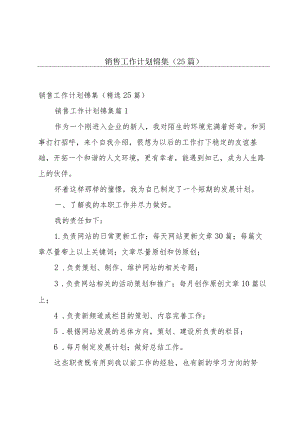 销售工作计划锦集（25篇）.docx