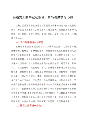 街道党工委书记赴烟台、青岛观摩学习心得.docx