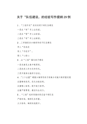 关于“队伍建设”的经验写作提纲29例.docx