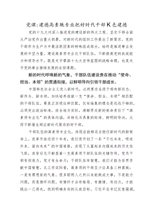 党课建设高素质专业化新时代干部队伍建设.docx