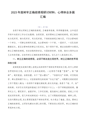 2023年度树牢正确政绩观研讨材料、心得体会多篇汇编.docx